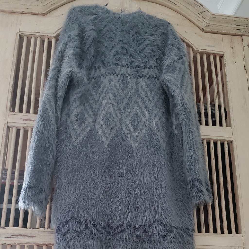 Eddie Bauer Fuzzy Gray Cardigan
